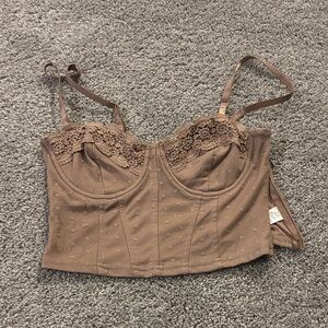 Brown Lace Bustier Top